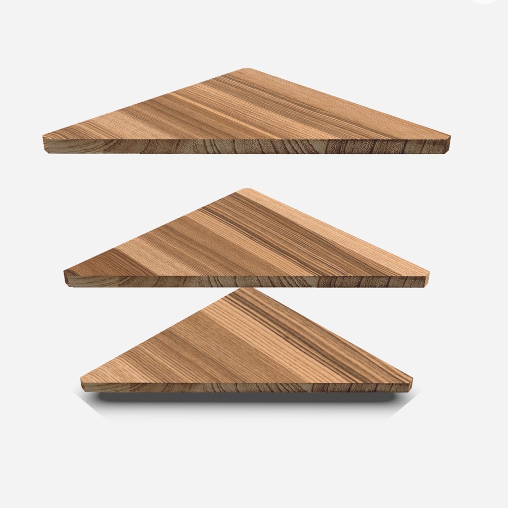 Floating Corner Shelves (3 pack) , carbonized wood